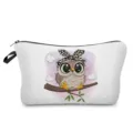 Süsser Eulen-Druck Make-up-Beutel Detail, tragbare Kosmetiktasche mit Reissverschluss. - Weiß (hz4328)
