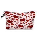 Bolso cosmético con estampado de corazones rojos, organizador de maquillaje y neceser con cremallera. - Estilo Estampado Total Corazón Rojo Base Blanca (hz7936)