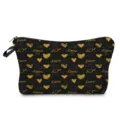 Bolsa de maquillaje negra con corazones dorados brillantes y estampado love para viaje. - Estilo Letra Corazón Purpurina Oro Base Negra (hz7937)