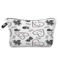 Bonito neceser de maquillaje con estampado de corazones, práctica bolsa de almacenamiento para viaje. - Estilo Letra Flor Corazón De Moda Gran Capacidad (hz7939)