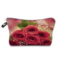 Bolso Cosmetico con Estampado de Rosas Rojas Gran Capacidad Estuche Maquillaje Viaje - Estilo Realista Ramillete Rosa Roja Lleno Exquisito (hz7942)
