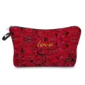 Bolso cosmetico con estampado de rosas rojas y texto love, elegante estuche de maquillaje. - Estilo Floral Letra Arte Oro Rosa Roja (hzz5980)