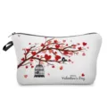 Bolsa de cosméticos romántica de San Valentín con estampado de árbol, estuche de maquillaje grande. - Estilo Ilustración Rama Corazón Fiesta Color Sólido (hzz5981)