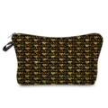 Elegante bolsa de cosméticos negra con patrón de corazón XOXO con brillo dorado. - Estilo De Moda Patrón Continuo Purpurina Oro Base Negra (hzz5982)