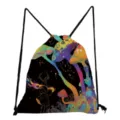 Botanical mushroom print drawstring bag, fantasy nature cinch backpack, durable casual lightweight. - Girl Illustration Mushroom Style (skk0682)