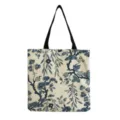 Borsa shopper in tela con stampa floreale blu, elegante borsa a spalla casual e retrò. - Stile Floreale Ramo di Porcellana (hm3567) / Blu