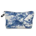 Blau-weiße Blumen Aquarell Kosmetiktasche Detail, tragbare Reißverschluss Make-up Tasche - Blau Weiß Tuschemalerei Stil (hzk0726)