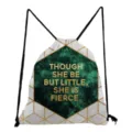 Detailed shot of the printed drawstring backpack with green marble texture and inspiring quote. - Marble Geometric Quote Style (sk4779)