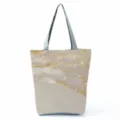 Abstract marble pattern tote bag detail view, luxury gold glitter lines, grey shoulder strap - Style hl8961
