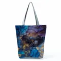 Close-up detail of the abstract ink texture tote bag, showcasing the stylish print. - Style hl8962