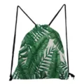 Close-up detail view of the tropical green leaf pattern on the fabric surface. - White Tropical Green Leaf Style (sk4788)