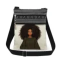 Sac bandoulière en toile avec imprimé fille noire, double fermeture éclair, sac élégant. - Sac en Toile Imprimé Cartoon (xkk0512)