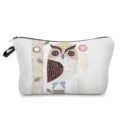 Cute owl print cosmetic bag, portable travel makeup pouch with zipper closure and handle. - hz0231