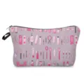 Vista dettagliata di una borsa cosmetica portatile con motivo di strumenti rosa e cerniera. - Strumenti per Nail Art Rosa (hzj0164)