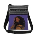 Sac bandoulière en toile avec imprimé de fille noire et double fermeture à glissière. - Patchwork Violet Fille Noire (xkk0513)