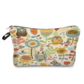 Cartoon owl print canvas cosmetic bag travel makeup pouch portable toiletry organizer - hz0270