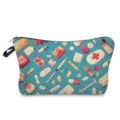 Vista dettagliata della trousse cosmetica con stampa medica e pratica chiusura a zip. - Medico Stampa Totale Blu (hzj0271)