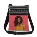 Sac bandoulière en toile avec imprimé de fille anime élégante et poches zippées pratiques. - Impression Fille Noire Manga (xkk0517)