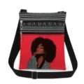 Sac à bandoulière mignon avec imprimé fille noire, double fermeture éclair, sac pour femmes. - Illustration Mode Fond Rouge (xkk0519)