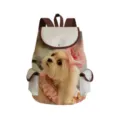 Cute dog print canvas backpack for students, casual daily school daypack with front pockets - Style 18 (sj8720)