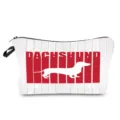 Jolie trousse de maquillage imprimée teckel, pochette de rangement de voyage portable pour tous. - Teckel Lettre Zone Rouge (hz1293)
