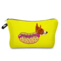 Sac à cosmétiques de voyage portable trousse de maquillage avec imprimé chien mignon jaune. - Teckel Rigolo Jaune (hz1294)