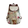 Canvas backpack detail view, cute dog print design, daily school bag for students and teens. - Style 23 (sj8726)