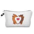 Joli sac cosmétique teckel de dessin animé pochette de voyage de toilette de maquillage - Teckel avec Coeur (hz1295)
