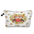 Cute owl print cosmetic bag portable travel makeup pouch functional toiletries storage organizer - Owl and Floral Print Style (hz0860)