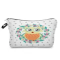 Cute cartoon owl print makeup bag multi-functional portable travel cosmetic storage pouch - Cross-Grain Owl Wreath Style (hz0863)