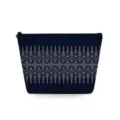 Klassische dunkelblaue Kosmetiktasche mit elegantem geometrischem Muster, tragbare Kulturbeutel. - Weiß Grau Ethno Geometrischer Stil (sn3573)