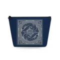 Blaues Kosmetiktäschchen mit traditionellem chinesischem Phönix-Druck, tragbare Make-up-Tasche. - Chinesischer Phönix Totem Stil (sn3581)