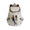Canvas σακίδιο πλάτης γυναικείο casual κομψή τσάντα σχολείου με χαριτωμένο σχέδιο εκτύπωσης καφέ - Εικονογράφηση Μόδας Δύο Γυναικών (sj3496)