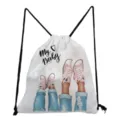 Casual drawstring backpack with cute mother-child sneaker print, versatile portable storage bag. - Canvas Shoes Theme Style (sk3024)