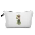Watercolor girl print makeup bag, portable travel cosmetic pouch with zipper closure. - Watercolor Girl Illustration Style (hz5066)