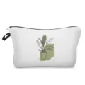 Minimalist plant line art cosmetic bag, white portable travel makeup pouch with zipper. - Minimalist Plant Line Art Style (hz5067)