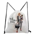 Details of the fashion mother illustration drawstring bag, casual travel storage organizer. - Fashion Wife Mom Boss Style (sk3029)
