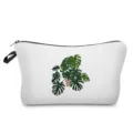 Monstera Pflanzenprint Kosmetiktasche Reise Make-up Etui Detailansicht mit schwarzem Reißverschluss. - Monstera Topfpflanze Band Stil (hz5072)