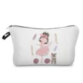 Bolso cosmético de lona con lindo estampado de bailarina, práctica bolsa con cremallera viaje. - Chica Floral de Acuarela (hz5245)