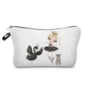 Detalle de neceser de cisne negro y bailarina, bolsa de maquillaje con cremallera de tela. - Chica Cisne Negro (hz5246)