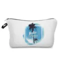 Reise Kosmetiktasche mit Palmen Motiv, schicke Make-up Tasche für Reisen und Alltag. - Blau Aquarell Hello Summer Stil (hz0776)
