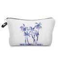 Detailansicht der Kosmetiktasche mit lila Palmenmuster, ideal für die Reiseaufbewahrung. - Lila und Blau Geometrischer Druck Stil (hz1132)