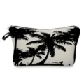 Detailansicht der Kosmetiktasche mit einem stilvollen schwarzen Palmen-Silhouetten-Druck. - Klassischer Kokospalmen Silhouette Stil (hz0970)