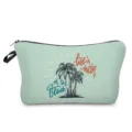 Tragbare Kosmetiktasche Reise Make-up Organizer mit niedlichem Palmenprint und Reißverschluss - Hellgrün Strand Zitat Stil (hz1073)
