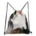 Sac à dos cordon avec impression de chat mignon pour étudiants, sac de rangement léger. - Style Plusieurs Chats Art Aquarelle (sk2760)