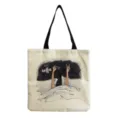 Detail view of the canvas tote bag featuring a unique coffee illustration and black straps. - Gesture Illustration Coffee Theme Print(hm3349)