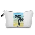Reise Kosmetiktasche tragbar Make-up Etui süß tropische Kokosnussbaum Druck Aufbewahrung weiß - Strandurlaub Druck Stil (hz1124)