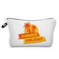 Weißer Kosmetikbeutel mit Sommer-Urlaub-Druck, tropische Palmen-Kulturtasche für Make-up Aufbewahrung. - Sommerferien Druck Stil (hz1126)