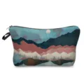 Vista detallada del neceser de maquillaje con paisaje, impresión fina y cremallera. - Estilo Estampado Paisaje (hz3094)