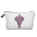 Vista dettagliata della borsa cosmetica con motivo elefante geometrico cerniera e tessuto. - Stampa Elefante Mandala (hz3515)